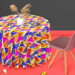 ArtzFolio Pink Anti-Slip Round 8-Seater Table Cover-image-86