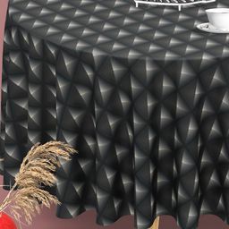 ArtzFolio Black & Beige Printed Velvet Anti-Slip Round Table Cover-36