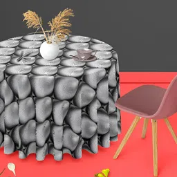 ArtzFolio Black & White Printed Anti-Slip Round 8Seater Table Cover-image-25
