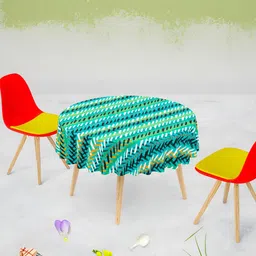 ArtzFolio Green & Black Printed Canvas Anti-Slip Round 8-Seater Table Cover-25
