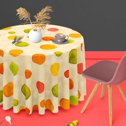 ArtzFolio Beige & Orange Printed Anti Slip Round Table Cover-image-53