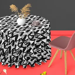 ArtzFolio White & Black Geometric Printed Anti-Slip Round 8-Seater Table Cover-picture-19