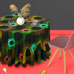 ArtzFolio Green Anti-Slip Velvet Round 8-Seater Table Cover-image-44