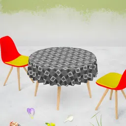 ArtzFolio Black & Grey Printed Velvet Anti Slip Round Table Cover-8