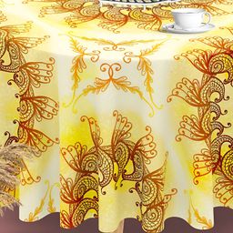ArtzFolio Yellow Anti-Slip Round 8-Seater Table Cover-image-52