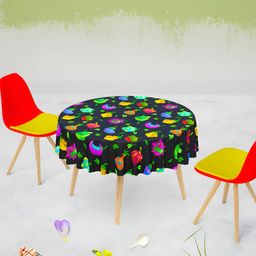 ArtzFolio Black & Green Anti-Slip Round 8-Seater Table Cover-21