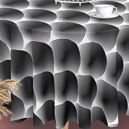 ArtzFolio Black & White Printed Anti-Slip Round 8 Seater Table Cover-image-93