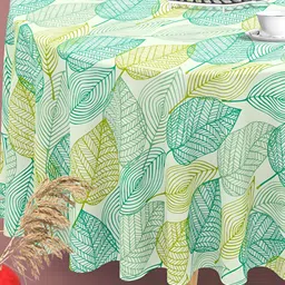 ArtzFolio Green Printed Anti-Slip Velvet Round 8-Seater Table Cover-image-10