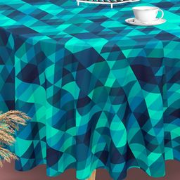 ArtzFolio Blue & Green Anti-Slip Round 8-Seater Table Cover-image-69