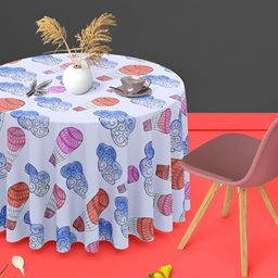 ArtzFolio Blue Pink Round 8 Seater Anti-Slip Table Cover-8