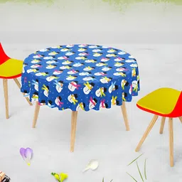 ArtzFolio Blue Snow Man Printed Canvas Anti-Slip Round 8-Seater Table Cover-image-55
