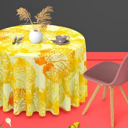 ArtzFolio Yellow Printed Anti-Slip Velvet Round 8-Seater Table Cover-image-50