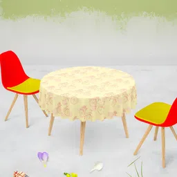 ArtzFolio Yellow & Pink Anti-Slip Round 8-Seater Table Cover-35