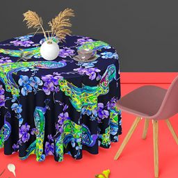 ArtzFolio Green & Blue Anti-Slip Round 8-Seater Table Cover-picture-5