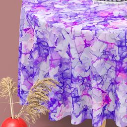 ArtzFolio Blue & White Printed  Anti-Slip Round 8 Seater Table Cover-image-92