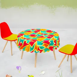 ArtzFolio Orange Red 8 Seater Round Anti-Slip Table Cover-24