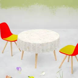 ArtzFolio White & Brown Abstract Printed Velvet Anti Slip Round Table Cover-21