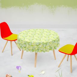ArtzFolio White & Green Anti-Slip Round 8-Seater Table Cover-31