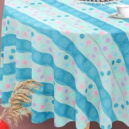 ArtzFolio Blue Anti-Slip Round 8-Seater Table Cover-image-73