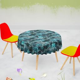 ArtzFolio Green & Black Abstract Printed Anti-Slip Round 8-Seater Velvet Table Cover-25