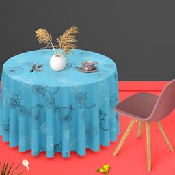 ArtzFolio Blue Anti-Slip Round 8-Seater Table Cover-image-94
