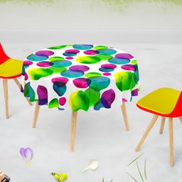 ArtzFolio White & Green Printed Anti Slip Round Table Cover-5
