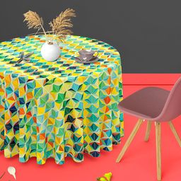 ArtzFolio Yellow & Blue Printed Anti-Slip Round Table Cover-image-18