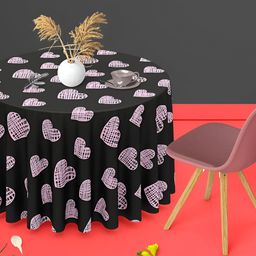 ArtzFolio Black & White Printed Anti-Slip Round Table Cover-image-90