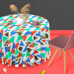 ArtzFolio Green & Blue Anti-Slip Round 8-Seater Table Cover-picture-6