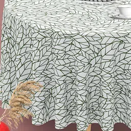 ArtzFolio White & Grey Anti-Slip Round 8-Seater Table Cover-27