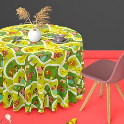 ArtzFolio Multicoloured Anti-Slip Round 8-Seater Table Cover-image-80
