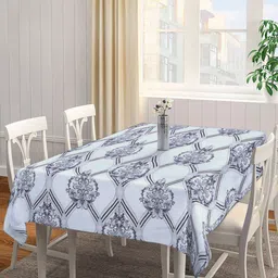 Arrabi Grey Printed Cotton 6 Seater Rectangle Table Cover-16