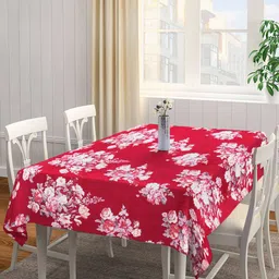 Arrabi Red Floral Printed 6 Seater Table Cover-41