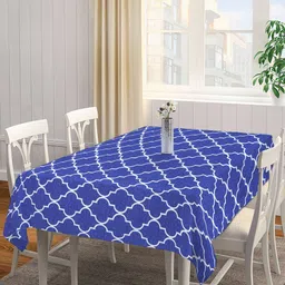 Arrabi Blue Printed 8-Seater Rectangle Cotton Table Cover-35
