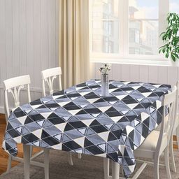 Arrabi Grey & Black Geometric Printed 8-Seater Table Cover-18
