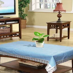 Dakshya Industries Blue & White Checked Table Cover image 1