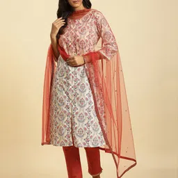 W Red Sequined Dupatta-image-88