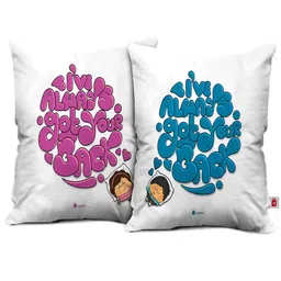 Indigifts White & Blue 2 Pieces Printed Cushion Cover With Filler-image-92
