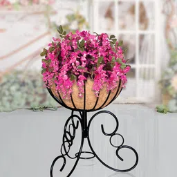 Garden Deco Brown  Textured Metal Planter With Holder-36