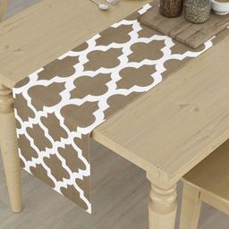 HOMEMONDE Grey & White Printed Pure Cotton 6-Seater Table Runner-17