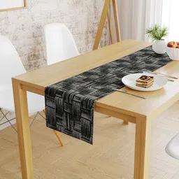 S9home by Seasons Black & Grey Geometric Chenille Jacquard 6 Seater Table Runner-19