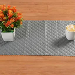 HOMADORN Grey Quilted Table Runner-image-8