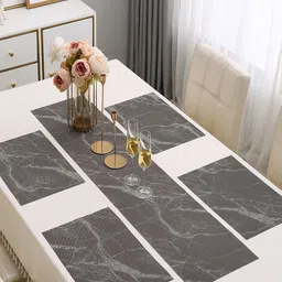 HOKIPO Brown 5-Pieces Rectangular Table Placemats & Table Runner-22