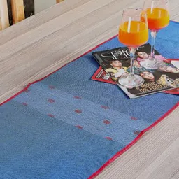 ArtEastri Blue & Red Woven Design Pure Cotton Table Runner-33