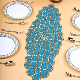 YWULY Blue Rectangular Table Runner-55