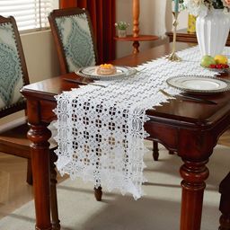 TANLOOMS White Floral Designed Table Runner-image-70