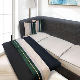 Good Vibes Green & White 3 Pieces Printed Square Cushion Covers and Table Runner-21