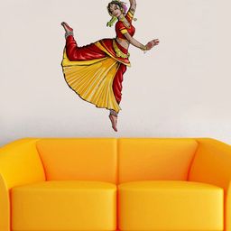 rawpockets Red & Yellow Indian Bharatanatyam Dance Wall Sticker-picture-47