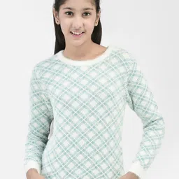 Crimsoune Club Girls Checked Printed Pullover-image-44