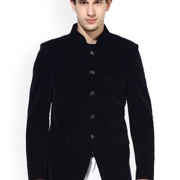 Hangup Men Navy Blue Solid Single Breasted Party Blazer-picture-58